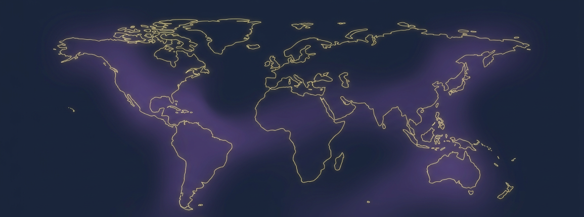 Firefly_Gemini Flash_un visuel de carte du monde minimaliste, les continents sont déifnis par des contours 659158